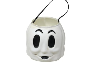 Cubo de dulces de Halloween de molde soplado con diseño de fantasma de Empire, estilo vintage, color blanco, tipo Casper.