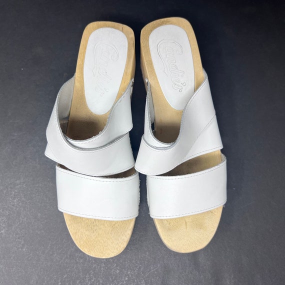 Candies VTG Wooden Platform Sandal Womens 8 White… - image 3