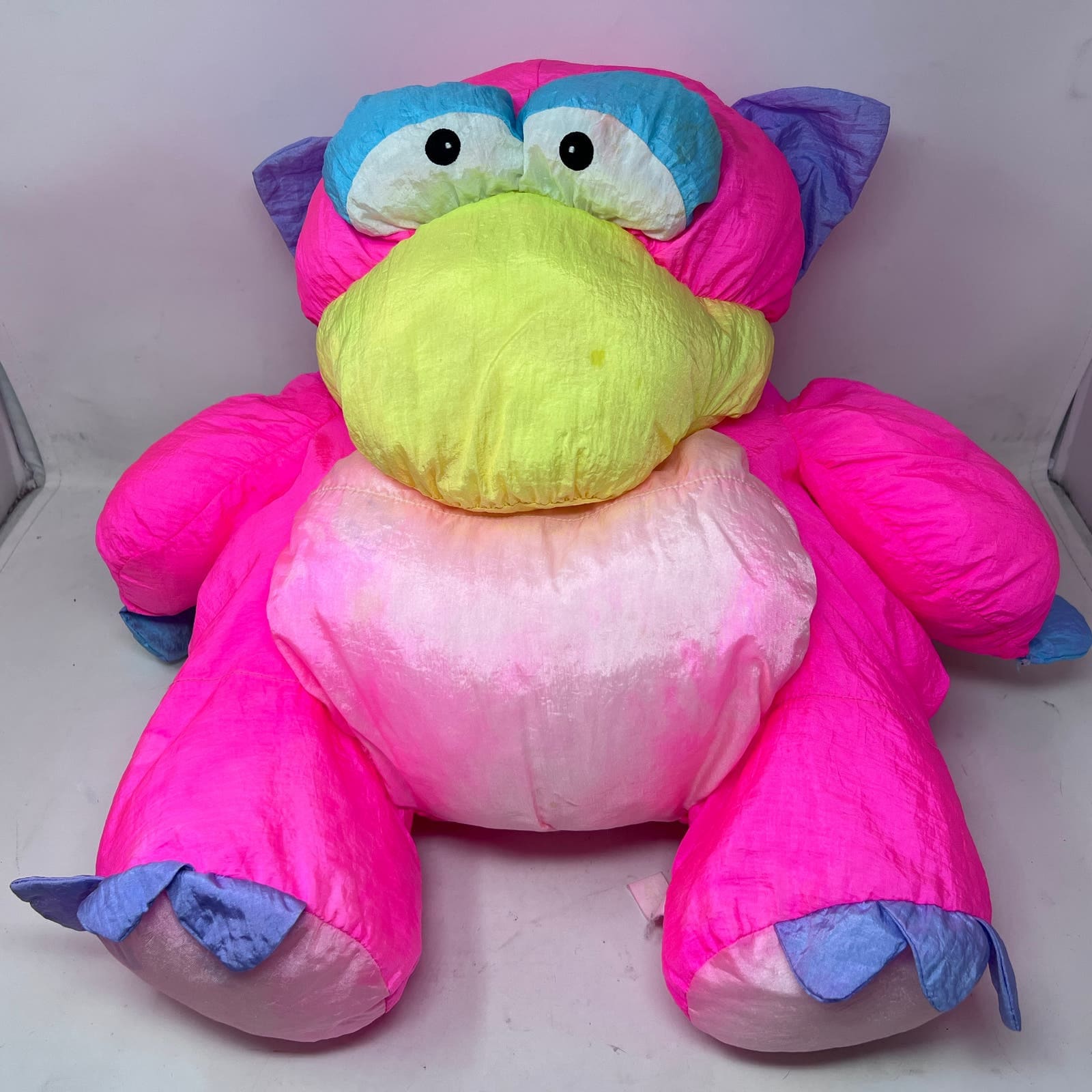 Prestige Toy Nakajima Neon Pink Bird Dinosaur Nylon Plush Vintage