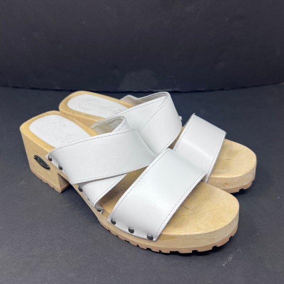 Candies VTG Wooden Platform Sandal Womens 8 White… - image 1