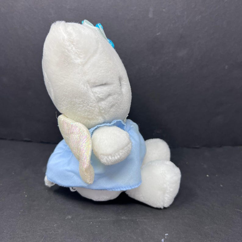 Sanrio Hello Kitty Blue Angel 8” Plush 2001 Tinsel Wings Dress Flower Bow VTG image 4
