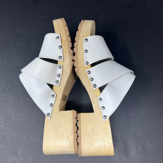 Candies VTG Wooden Platform Sandal Womens 8 White… - image 7