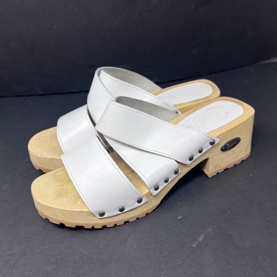 Candies VTG Wooden Platform Sandal Womens 8 White… - image 4