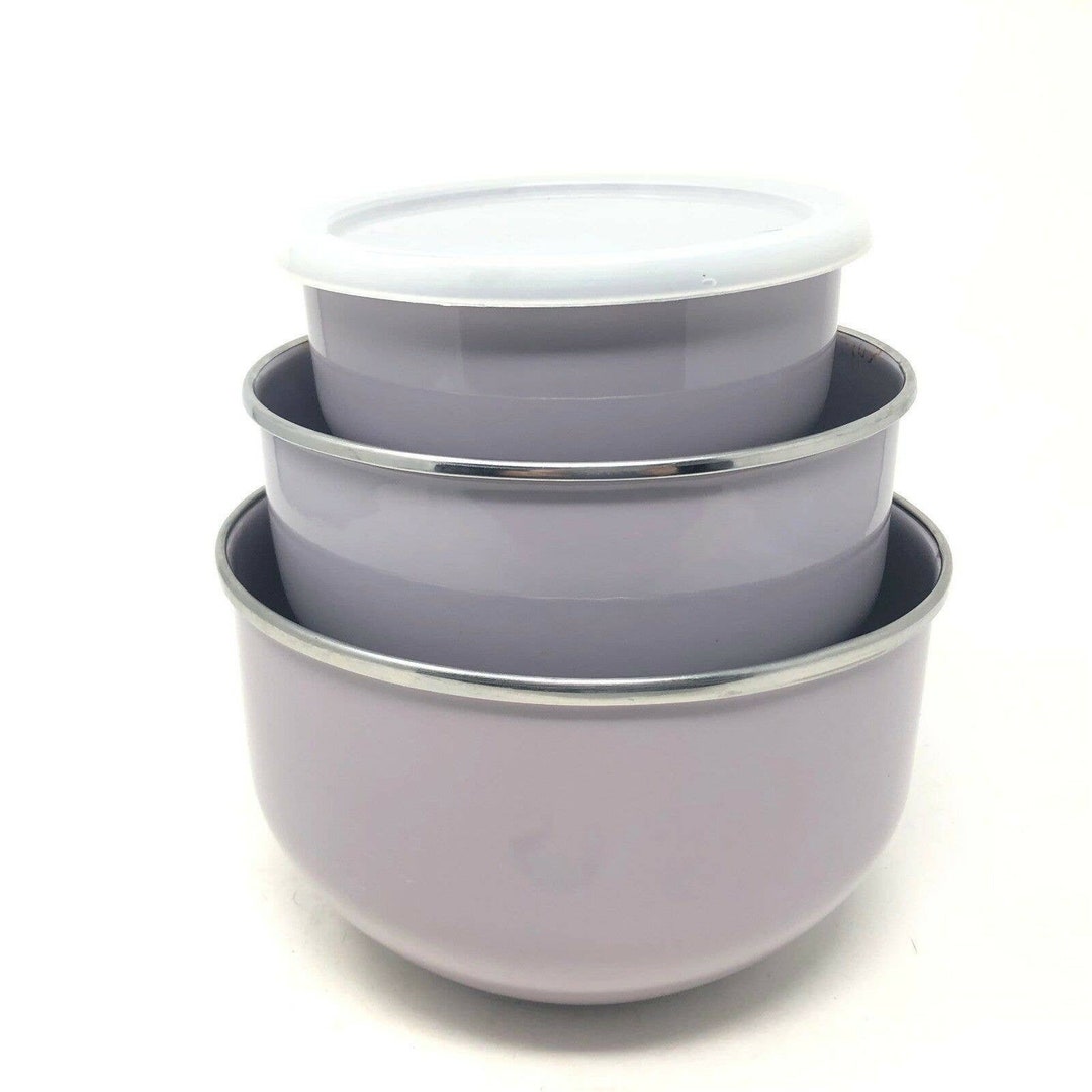 Purple Enamelware Nesting Bowls Set of 3 VTG Kobe Lavender Etsy