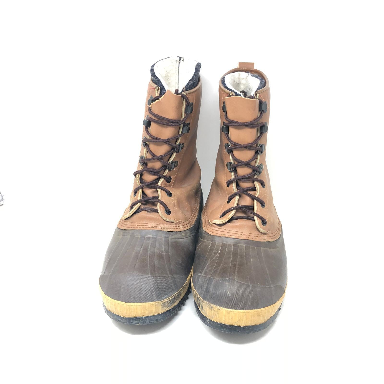 Sorel Winter Outdoor Duck Boots Mens 9 Tan Brown Vintage  display picture 3