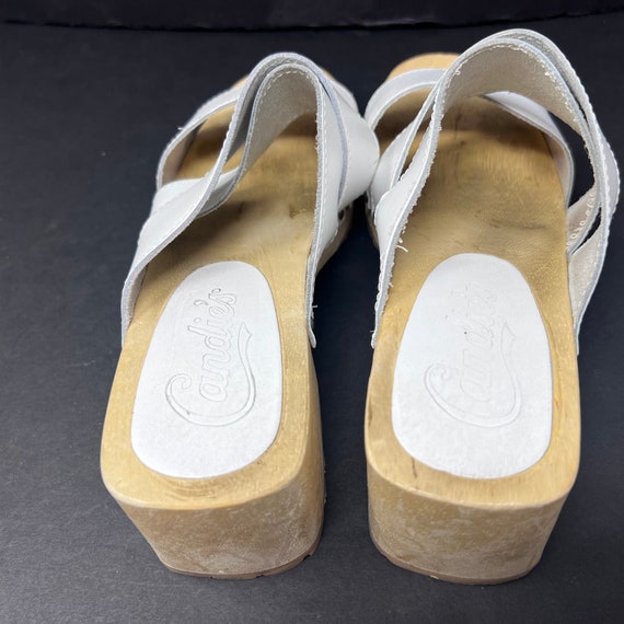 Candies VTG Wooden Platform Sandal Womens 8 White… - image 5