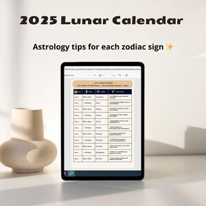 2025 Mondkalender | New & Vollmond mit Sternzeichen Tipps | Moon Journal Einlage | Astrologie-Planer PDF Lunar Tracker, Printable