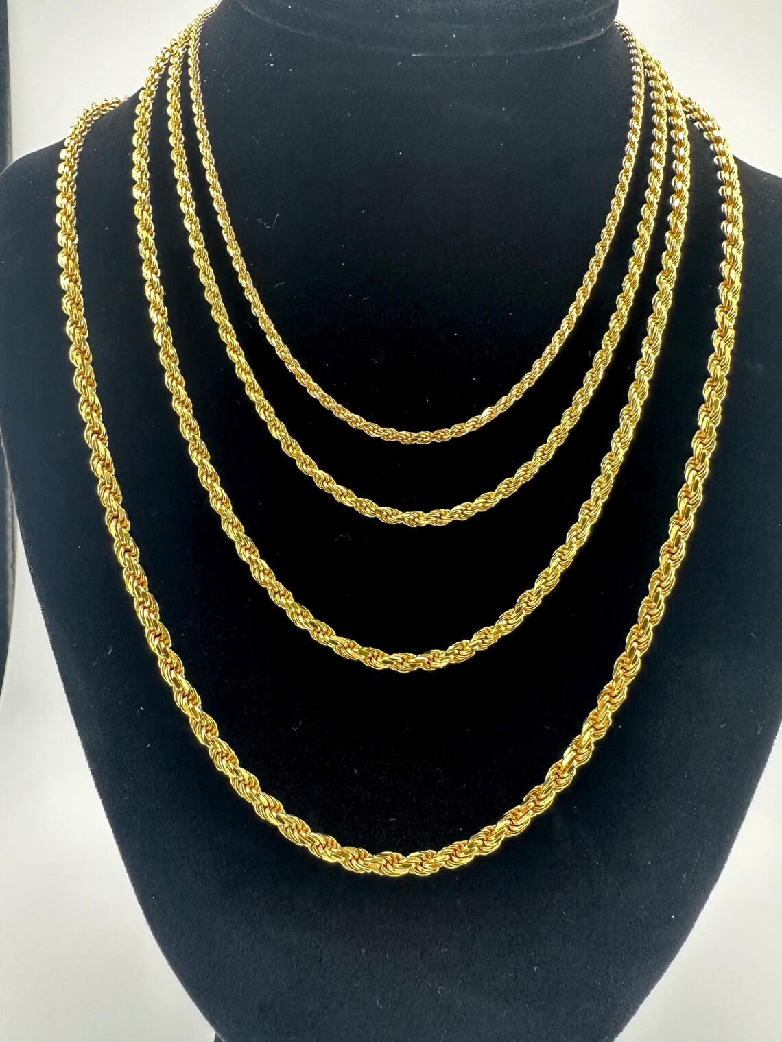 14k Rope Chain 22 In 14K Gold Rope Chain Necklace, Diamond Cut Real Gold Chain -1.5mm 2mm 3 ...