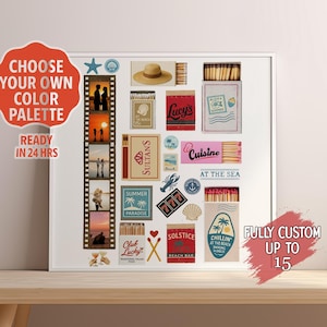 Custom matchbook art, Vintage matchbook prints, Retro matchbox decor, Personalized home art, Large Digital Matches Print,Unique gift for her
