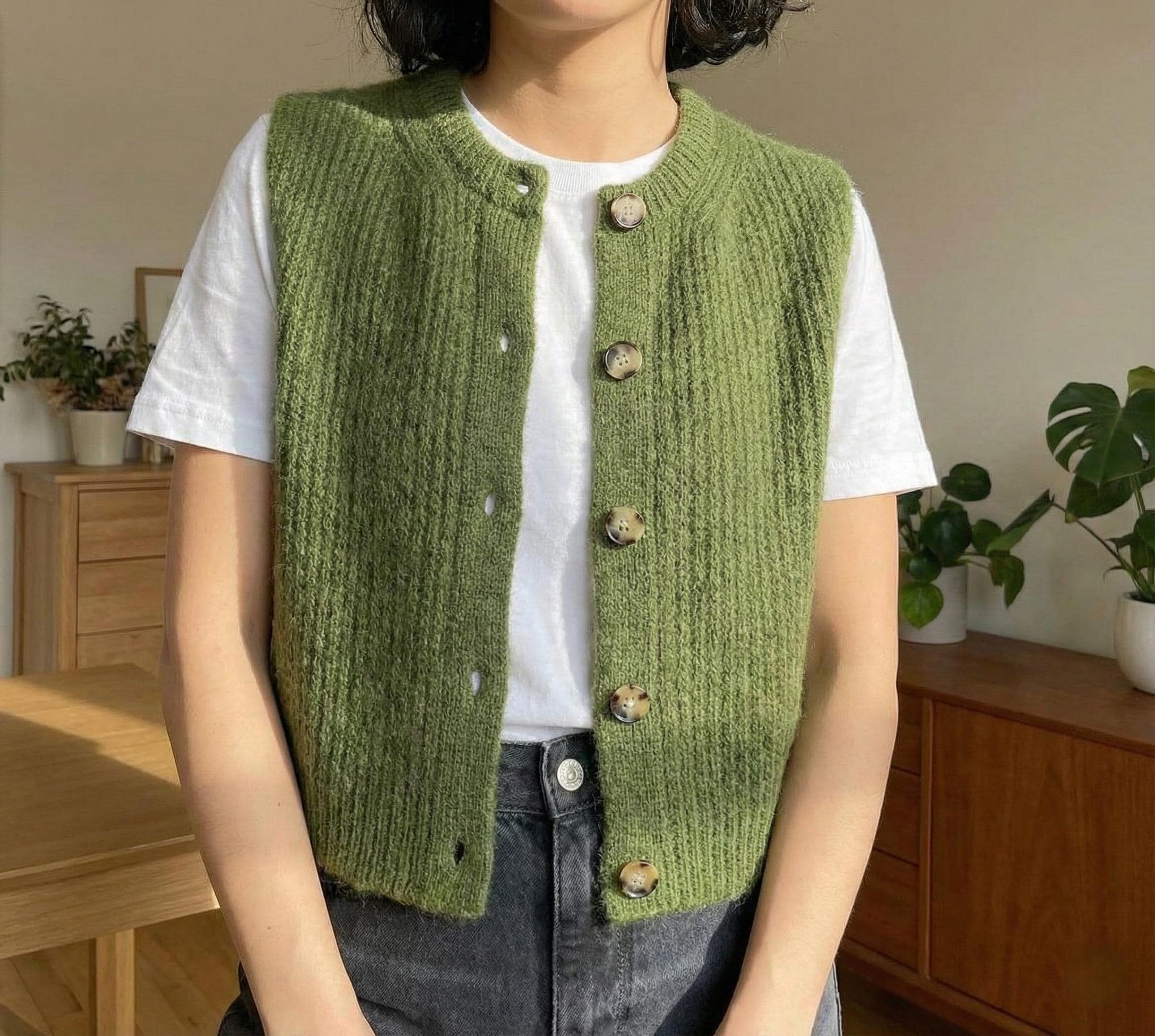 Vrouwen Open Front Vest,Dames Gebreide Vesten Casual Effen Appelgroen V-Hals Knoop Open Voorkant Truien Vest Herfst Winter Dikker Zachte Losse Basic Gebreide Bovenkleding Jas, 3Xl