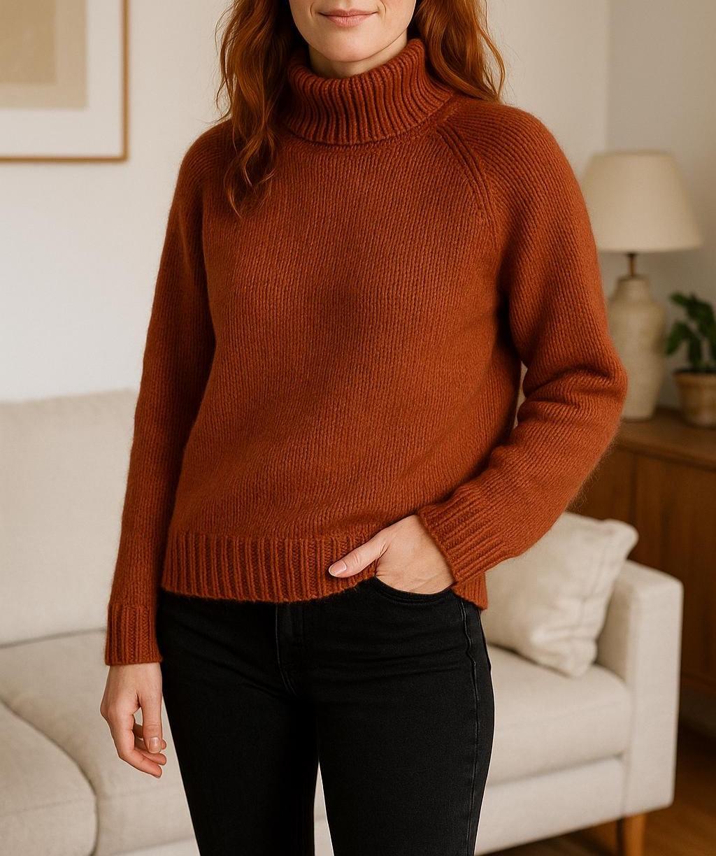 Raglan Wool Sweater Knitting Pattern | High Neck Pullover (PDF Digital ...