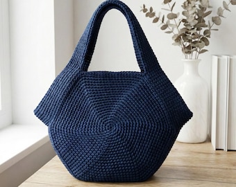 Patrón de bolso de crochet en PDF / Bolso de hombro moderno tipo hobo / Bolso texturizado con asa incorporada