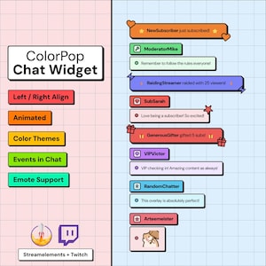 ColorPop Chat Widget  | Animated & Color Editable | StreamElements Only | OBS Chat Box for Streamers