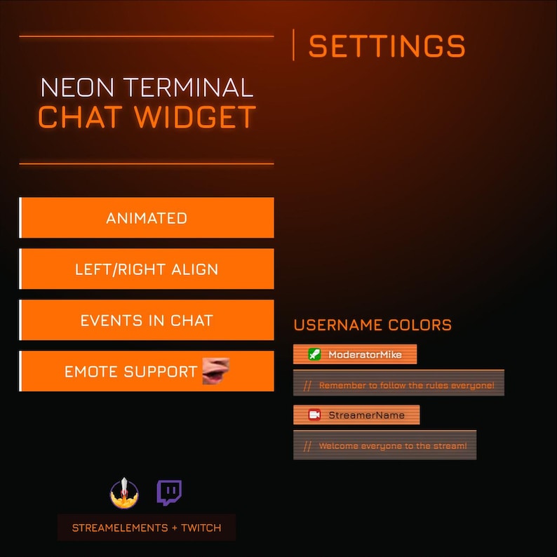Neon Terminal Twitch Chat Widget: Animated Streamelements Overlay ...