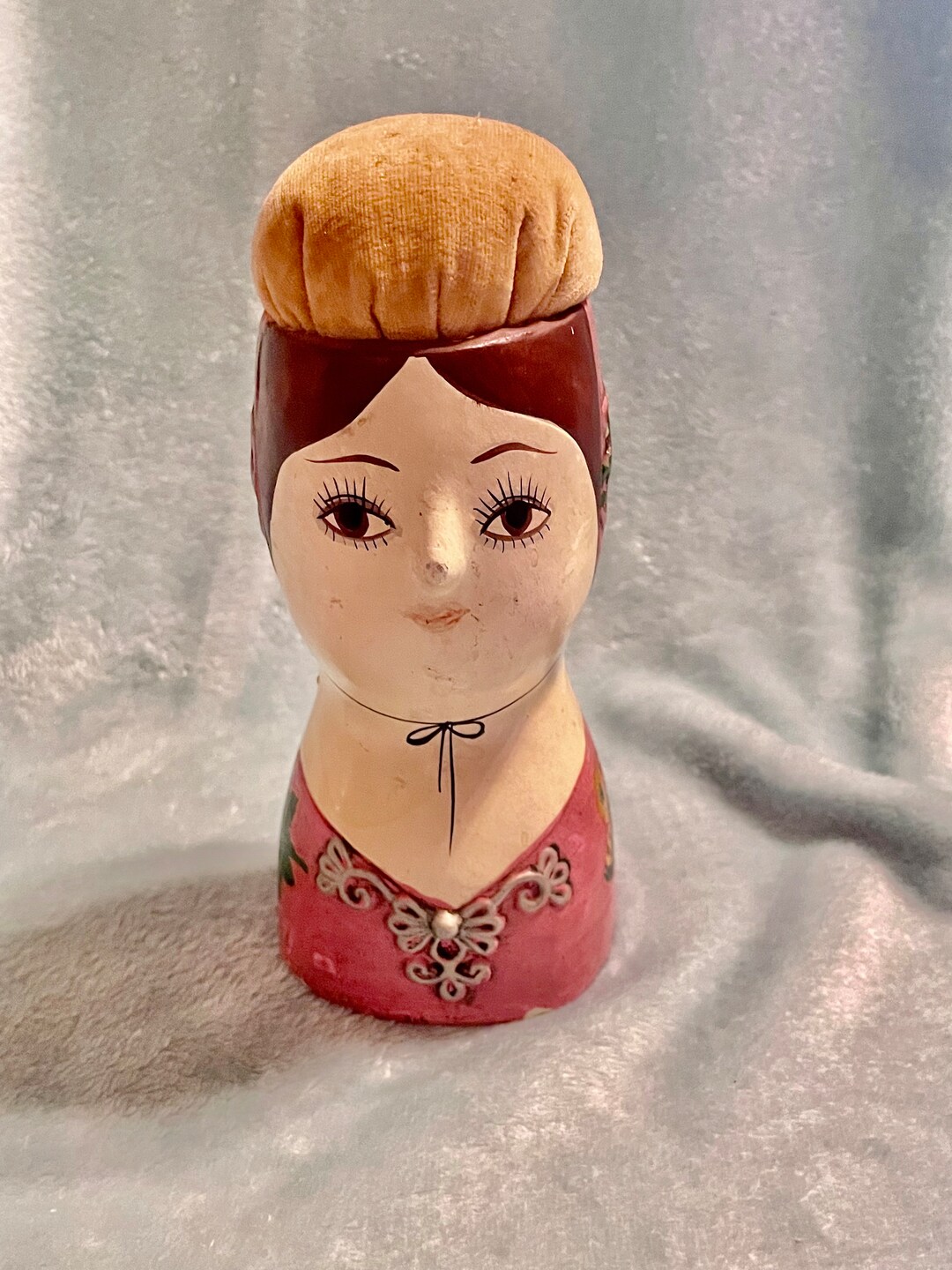 Midcentury Pin Cushion Lady Head Etsy