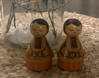 2 Vintage euro wooden handpainted dolls