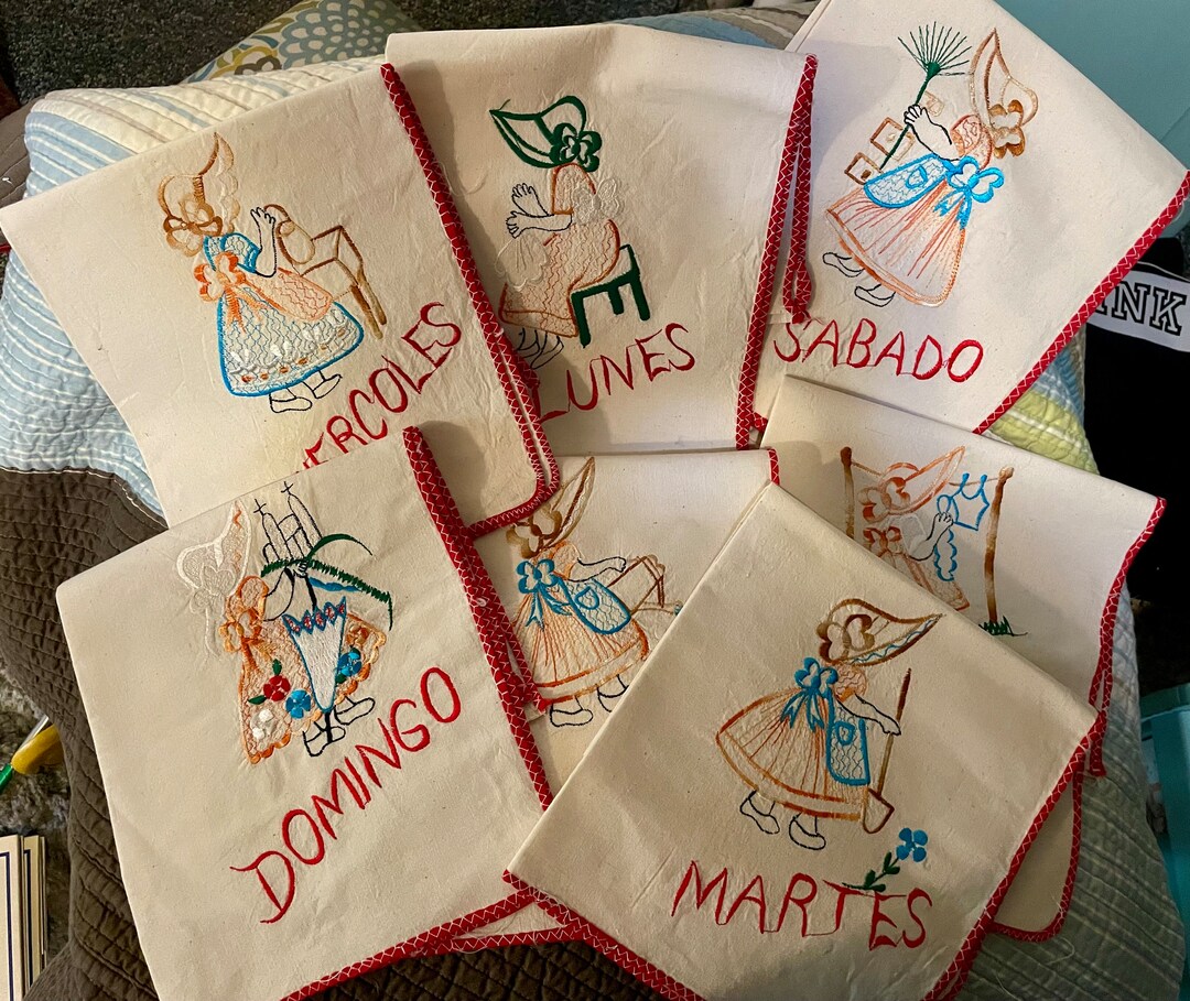 Spanish Days of the Week Dish Towels Etsy