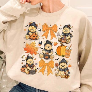 Cartoon Witch Honey Bear Halloween Hoodie, Coquette Halloween Spooky Bear Shirt, Cartoon Halloween Tee, Spooky Ghost Bear And Friends Shirt