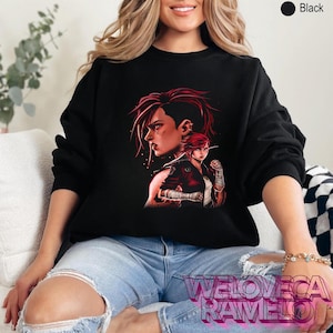 Vi Arcane T-Shirt, Vintage Anime Streetwear T-Shirt, Übergroßes gewaschenes Grafik-Top, Unisex Retro Arcane Shirt, League of Legends Geschenk