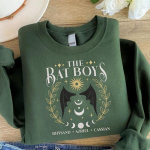 Embroidered Bat Boys Sweatshirt, The Night Court Embroidered Shirt, A Court OF Thorns And Roses Rhysand Cassian Azriel, Book Lover Gift