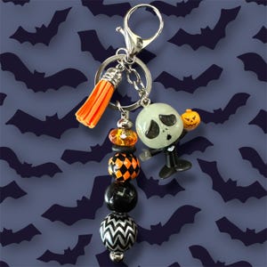 Jack Skellington Handmade Beaded Keychain