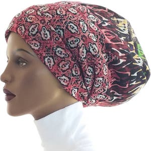 Huggee Locks Beanie Cap™ Dreadlocks Cap Hat Unique Motif Mesh Knit Pink Plum Green Orange Rasta Dread locs Tam Rastafari Dreadie Handmade image 1