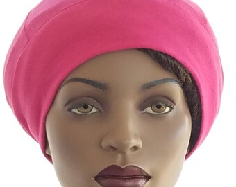 Womens Pink Beanie Hat Slouch Hat Cotton Jersey Knit