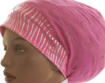 Womens Hat Pink Gold Silver