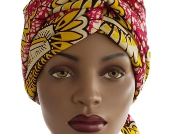 Hat Wrap African Print Satin Lined