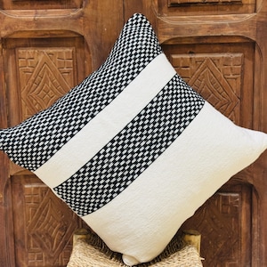 modern cushion cover, handmade cotton pillow washable cover pillow, black and white cushion cover pillow.