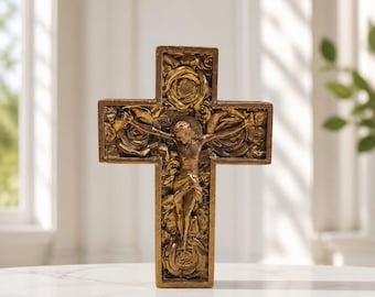 Handmade Resin Jesus Cross, Christian Gift, Religious Home Décor