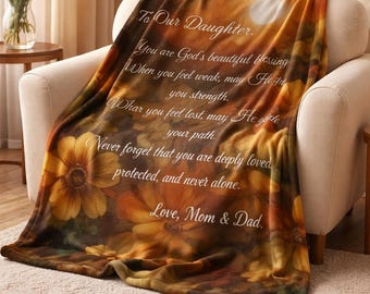 Daughter Sherpa Throw Blanket, Christian Gift from Mom