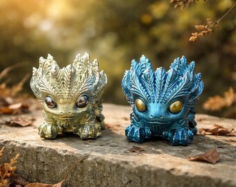 Blue Resin Dragon Figurine, Fantasy Decor, Handmade Dragon