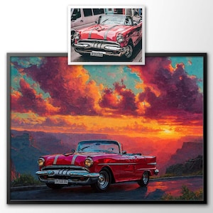 Custom Car Painting from Photo Personalized Car Art Classic Car Portrait Custom SUV Truck Bike Art Unique Car Gift