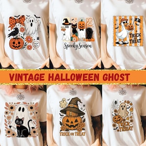 Vintage Halloween Ghost PNG: Spooky Coquette Sublimation Designs