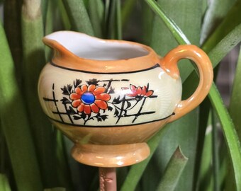 Caramel & Cream Lusterware Creamer Plant Spike