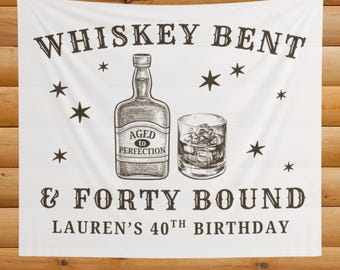 Banner Whiskey Bent 40e verjaardag: gepersonaliseerd feestdecor - westers thema