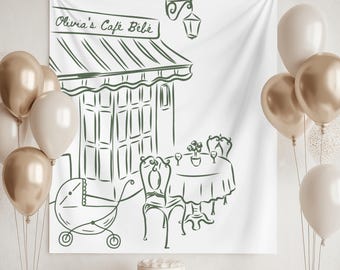 Café Bébé-banner babyshower | Gepersonaliseerde babyshowerdecoratie