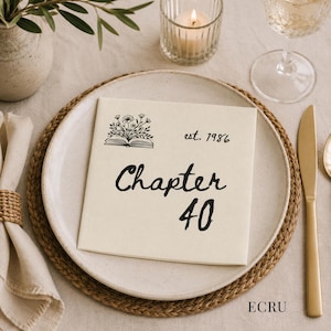 Chapter 40 Book Theme Birthday Napkins - Customize with Any Age, Add Name or Custom Note
