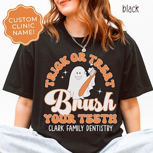 Personalisiertes Zahnarzt-Halloween-Shirt: Zahnarzt, Hygieniker, Assistent-T-Shirt