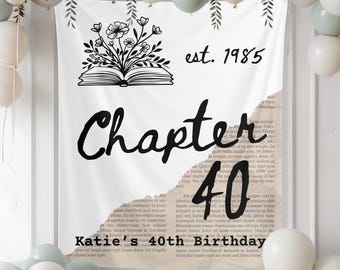 Verjaardagsbanner Chapter 40: boekthema, aanpasbaar feestdecor