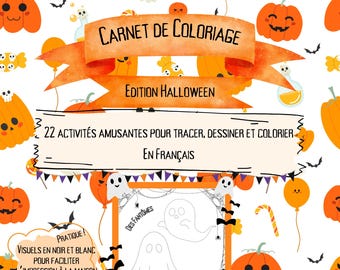 Utskrivbar Halloween-målarbok – Prick-till-prick – Från 3 år – 22 sidor med roliga aktiviteter att spåra, rita och färglägga