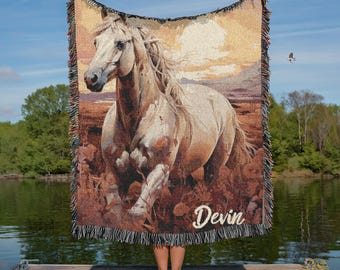 Personalized Horse Blanket: Rustic Equestrian Home Decor