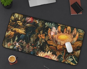 Alfombrilla de ratón con flores secas, tapete de escritorio vintage con flores: elegante decoración botánica para oficina, accesorio de trabajo inspirado en la naturaleza, regalo para ella.