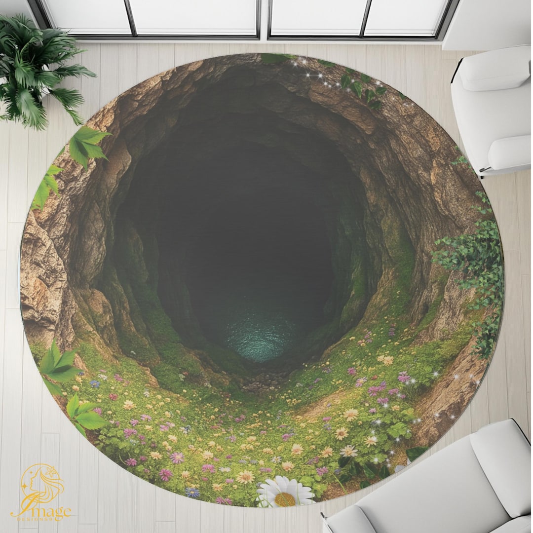 3D Deep Cave Illusion Rug: Boho Garden Hole Carpet - Etsy