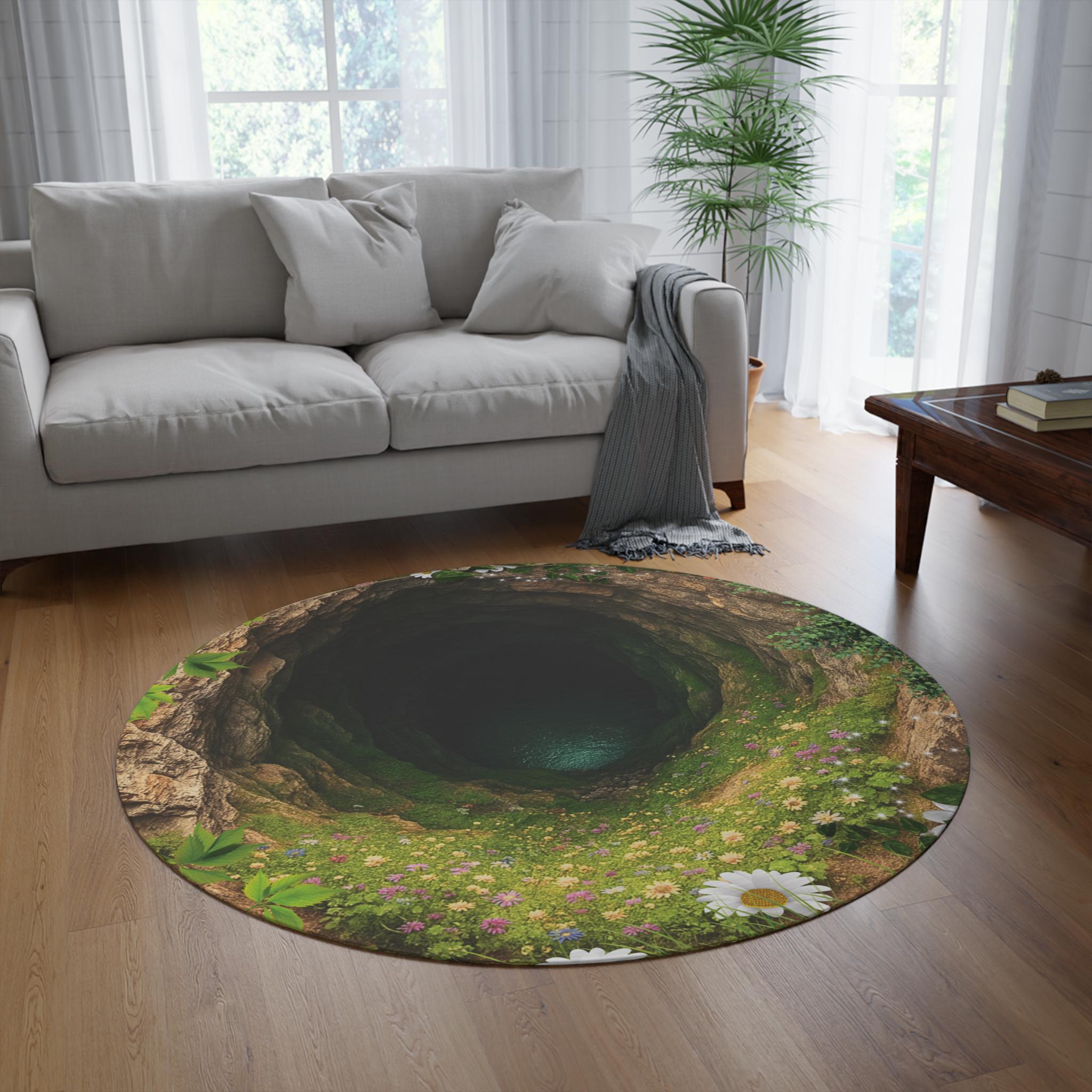 3D Deep Cave Illusion Rug: Boho Garden Hole Carpet - Etsy
