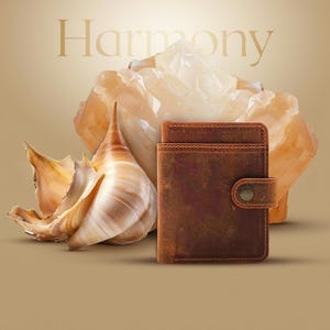 Billetera minimalista unisex de dos pliegues de Harmony Cartera de cuero Crazy Horse hecha a mano Cartera de cuero artesanal personalizada