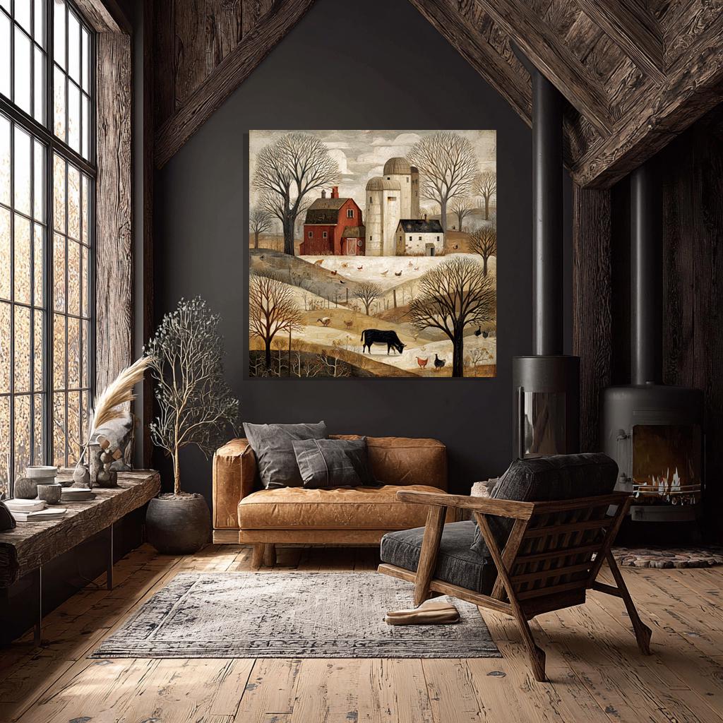 Rustic Farmhouse Canvas Print. Red Barn Wall Art. Country Folk ...