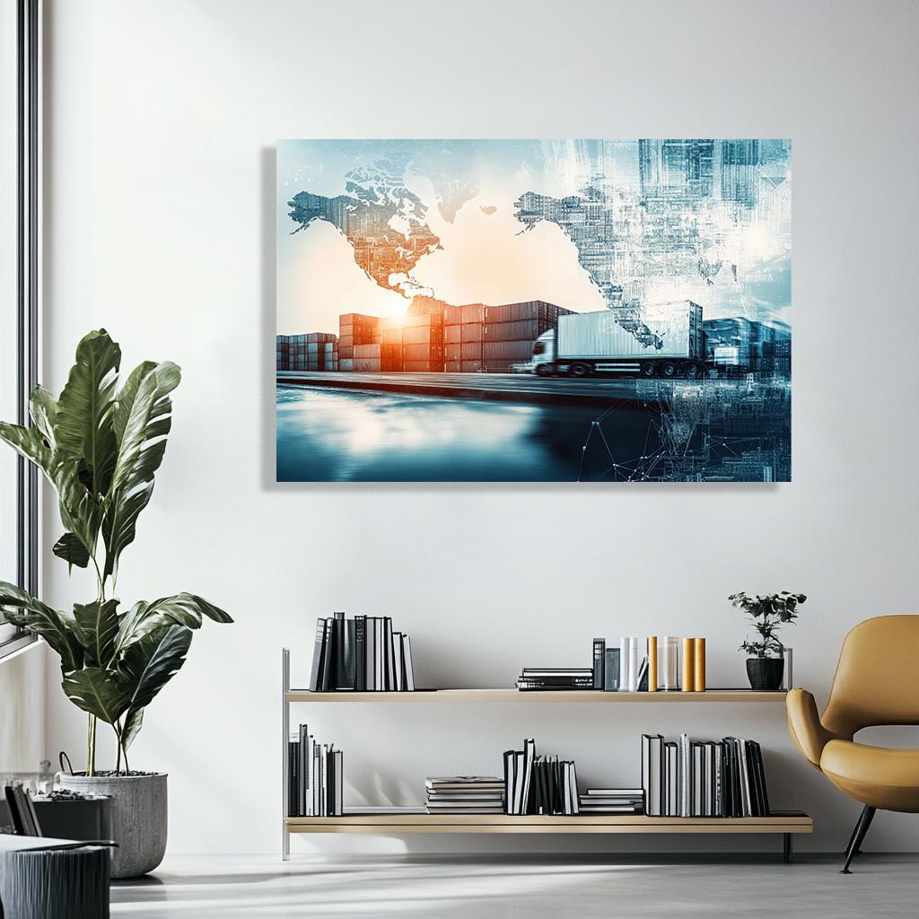 Global Logistics Truck Canvas Print. Modern Industrial Transportation ...