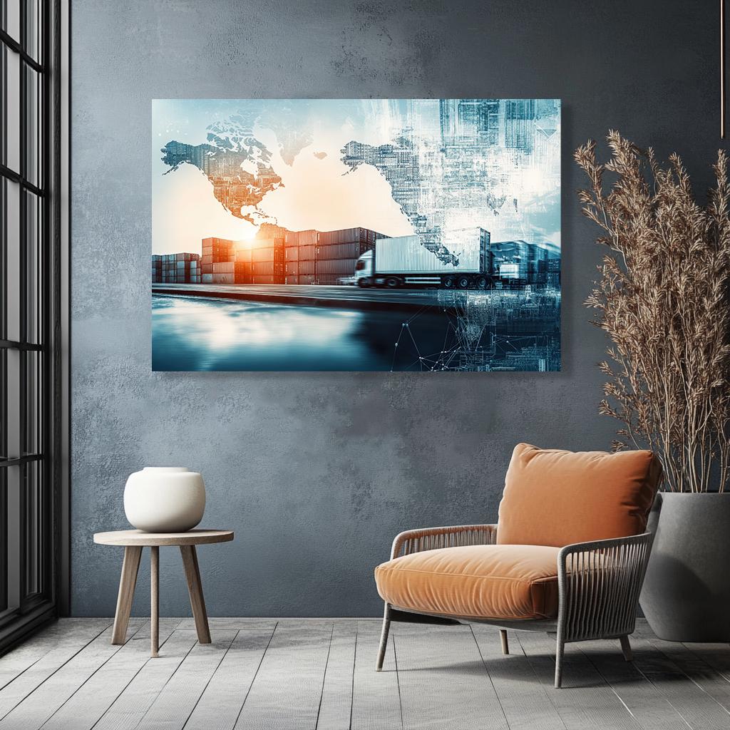 Global Logistics Truck Canvas Print. Modern Industrial Transportation ...